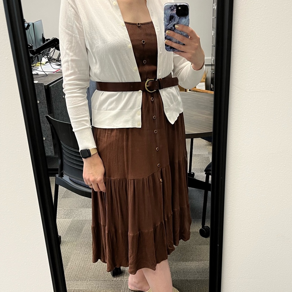 Brown Button-Down Midi Sundress